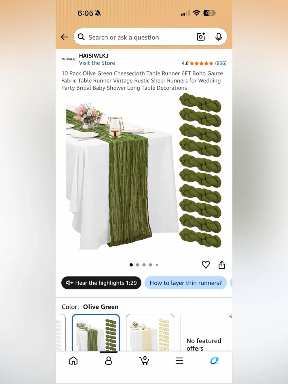 Olive Green Cheese Cloths
